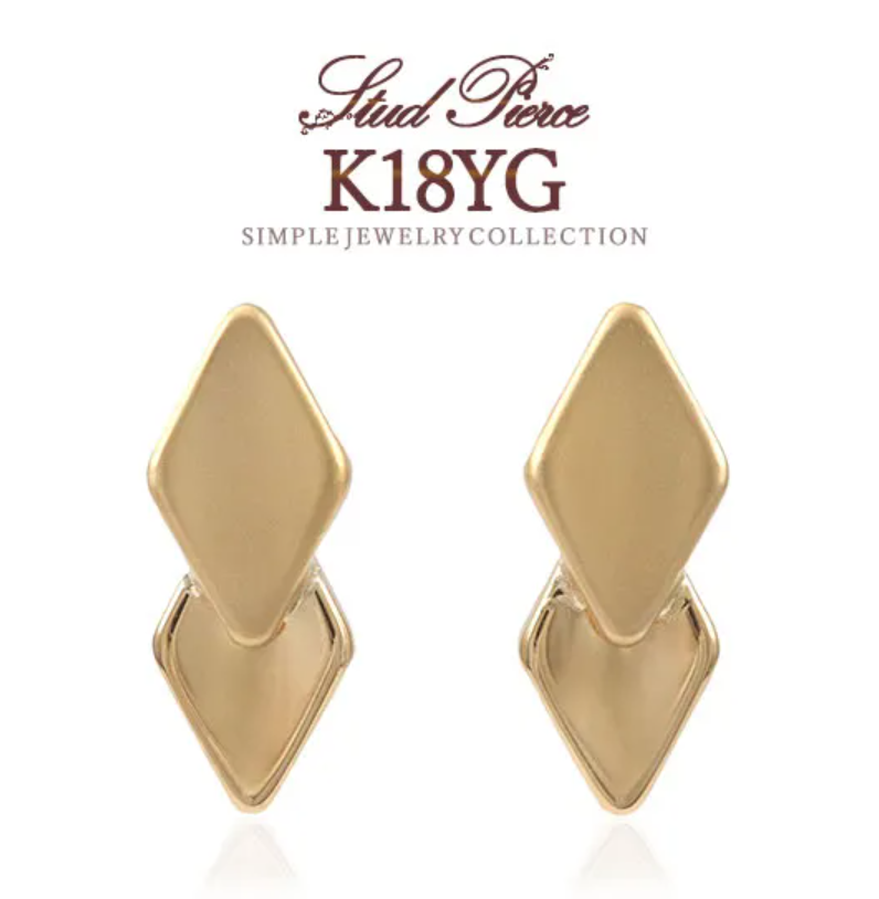 K18YGひし形ピアス