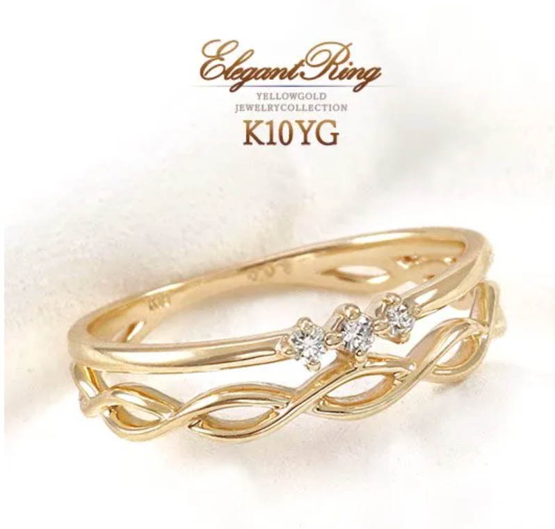 K18YG ダイヤモンド ピンキーリング