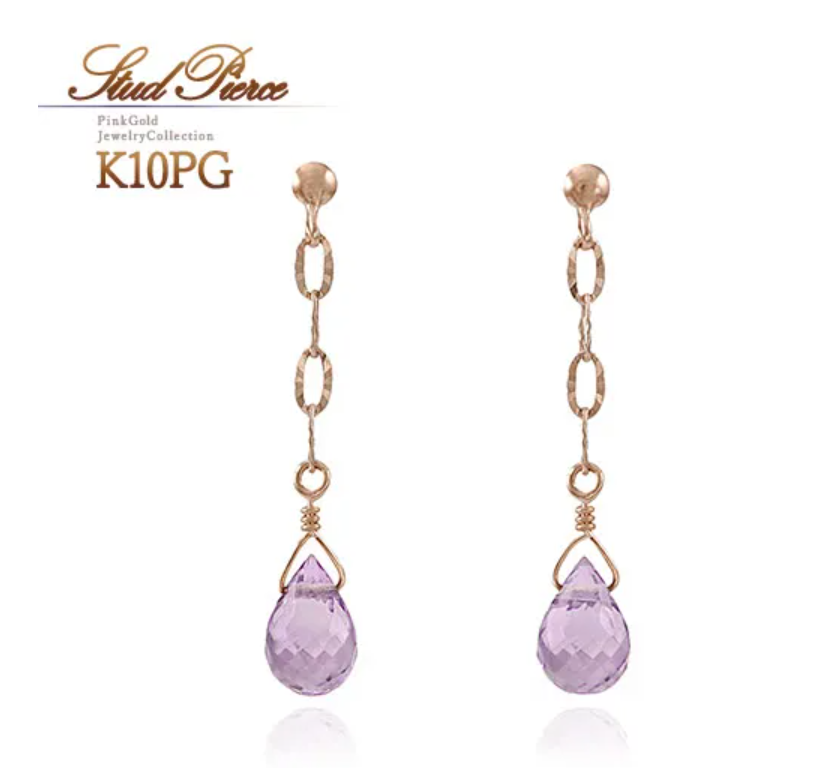 K10PGアメジスト ティアドロップピアス
