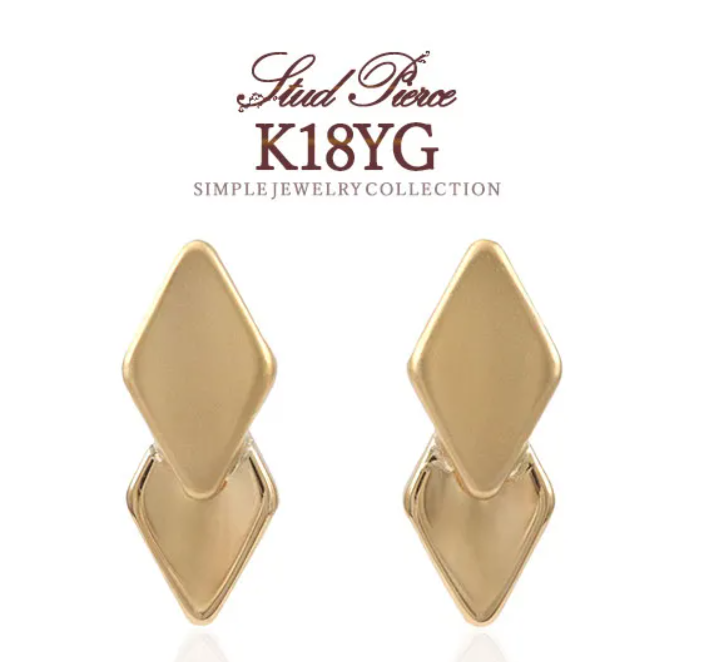 K18YG ひし形ピアス
